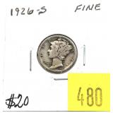 1926-S Mercury dime