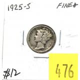 1925-S Mercury dime