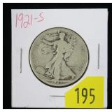 1921-S Walking Liberty half dollar