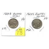 x2- Buffalo nickels: 1923-S, 1924-S -x2 nickels