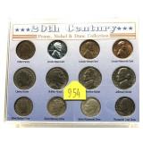 20th Century type set with silver