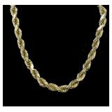 14K Yellow gold 24" rope chain necklace,