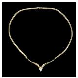 14K Yellow gold 16" V-style necklace with pear