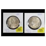 x2- Morgan BU dollars: 1887, 1889 - x2 dollars-