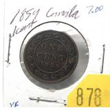 1859 narrow 9 Canadian Large cent