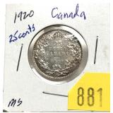 1920 Canadian quarter