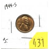 1944-S Lincoln cent, Unc.