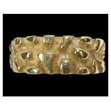 14K Yellow gold textured nugget style band ring,