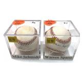 Lot, 2 baseballs in cases, Mike Schmidt and