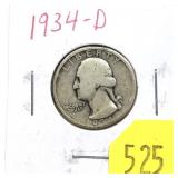 1934-D Washington quarter