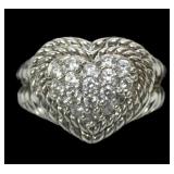 Judith Ripka sterling silver pave CZ heart and