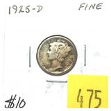 1925-D Mercury dime