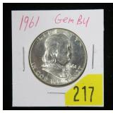 1961 Franklin half dollar, gem BU