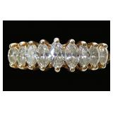 14K Yellow gold marquise cut graduated diamond