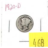 1920-D Mercury dime