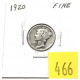 1920 Mercury dime