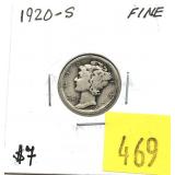 1920-S Mercury dime