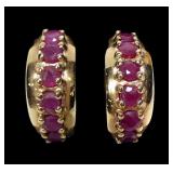 Sterling silver gold wash round cut ruby hinged