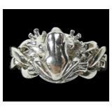 Sterling silver frog puzzle ring, new, size 8