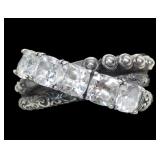 Sterling silver princess cut five-stone CZ criss