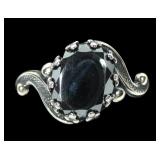 Sterling silver oval cut hemeatite ring in bypass