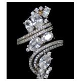 Sterling silver oval and round cut CZ wrapround