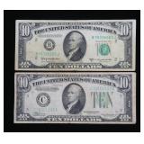 x2- $10 Federal Reserve notes series of