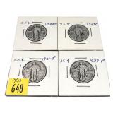 x4- Standing Liberty quarters -x4 quarters -Sold