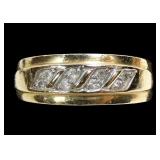 14K Yellow gold band ring with 8 round cut inset