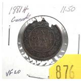 1881-H Canadian Large cent
