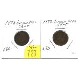 x2- 1888 Indian Head cents -x2 cents- Sold by the