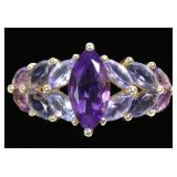 14K Marquise cut amethyst and tanzanite ring, size