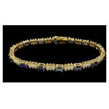 Sterling silver gold wash 7" oval cut blue