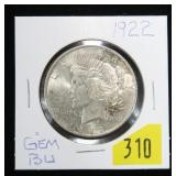 1922 Peace dollar, BU