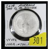 2014 .999 Silver 1/2 oz. Australia WWII War in