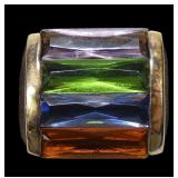 Sterling silver gold wash multi-colored stone