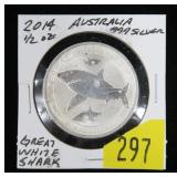 2014 .999 Silver 1/2 oz. Australia Great White