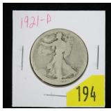 1921-D Walking Liberty half dollar