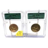 x2- Sacagawea dollars ICG slab certified SP-69