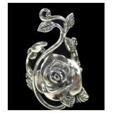 Sterling silver figural rose motif ring, size 8,