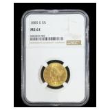 1885-S $5 Gold Liberty Half Eagle NGC slab