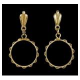 14K Yellow gold post earrings with milgrain