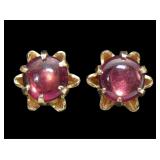 14K Yellow gold garnet bead post earrings, 1.3
