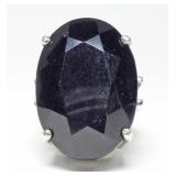 Sterling silver large oval cut basket set black