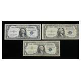 x3- $ 1 silver certificates series of 1935/57 -x3