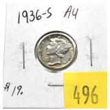 1936-S Mercury dime