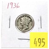 1936 Mercury dime