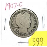 1907-O Barber half dollar