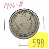 1906-D Barber half dollar