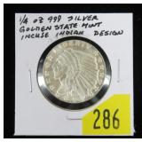 .999 Silver 1/4 oz. Indian Head round, Golden